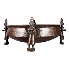 Ornate Copper Bath Bowl With God Figurines