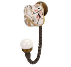 Golden Leaf Bird Square Ceramic Metal Hook Antique Fitting