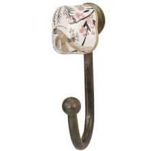 Golden Leaf Bird Square Ceramic Metal Hook Antique Fitting