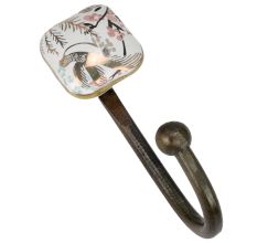 Golden Leaf Bird Square Ceramic Metal Hook Antique Fitting