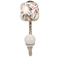 Golden Leaf Bird Square Ceramic Metal Hook Silver Fitting