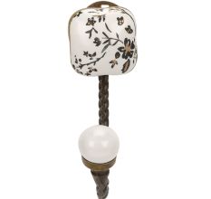 Golden Leaf Flower Square Ceramic Metal Hook Antique Fitting
