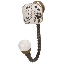 Golden Leaf Flower Square Ceramic Metal Hook Antique Fitting