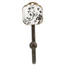 Golden Leaf Flower Square Ceramic Metal Hook Antique Fitting