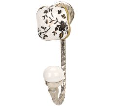 Golden Leaf Flower Square Ceramic Metal Hook Silver Fitting