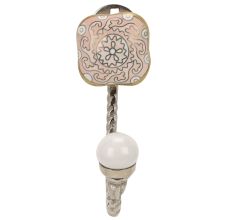 Pink Square Ceramic Metal Hook Silver Fitting