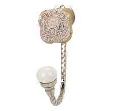Pink Square Ceramic Metal Hook Silver Fitting