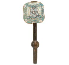 Square Ceramic Sage Green Ceramic Metal Hook Antique Fitting