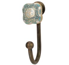 Square Ceramic Sage Green Ceramic Metal Hook Antique Fitting