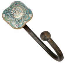 Square Ceramic Sage Green Ceramic Metal Hook Antique Fitting