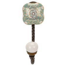 Square Ceramic Sage Green Ceramic Metal Hook Antique Fitting