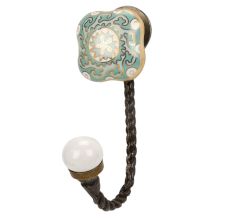 Square Ceramic Sage Green Ceramic Metal Hook Antique Fitting