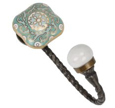 Square Ceramic Sage Green Ceramic Metal Hook Antique Fitting