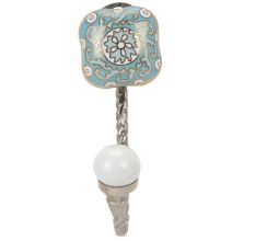 Square Ceramic Sage Green Ceramic Metal Hook Silver Fitting