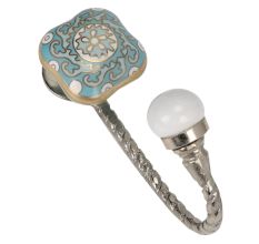 Square Ceramic Sage Green Ceramic Metal Hook Silver Fitting