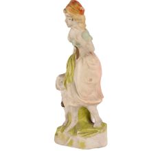 Vintage Ceramic Girl with Goat Figurine