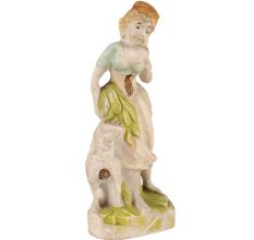 Vintage Ceramic Girl with Goat Figurine