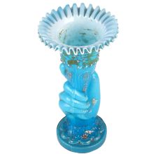 French Blue Hand Holding A Torch Vase