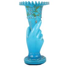 French Blue Hand Holding A Torch Vase