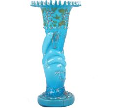French Blue Hand Holding A Torch Vase