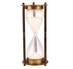 Brass Sand Timer Or Hour Glass With White Sand