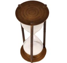Brass Sand Timer Or Hour Glass With White Sand