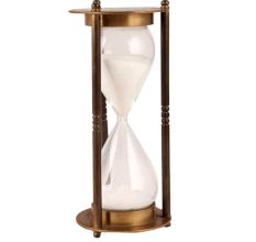 Brass Sand Timer Or Hour Glass With White Sand