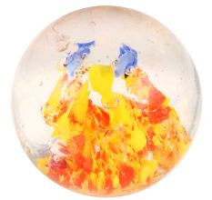 Yellow Aquatic Art Glass Paperweight