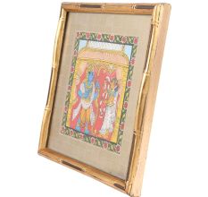 Painting Sita And Rama Ramayan's Marriage In A Golden Frame