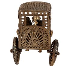 Chariot Pulling Tribal Art Man With Two Persons From Bengal