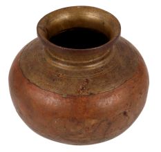 Vintage Holy Water Pot In 2 Metal Carved