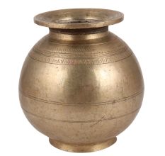 Vintage Round Milk Or Lassi Pot With Carving Work