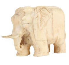 Sleek White Bone Elephant Figurine