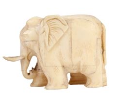 Sleek White Bone Elephant Figurine