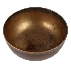 Round Brass Bowl With Dark Patina