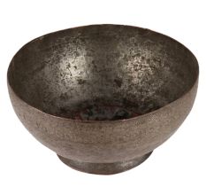 Brass Incised Design Pedestal Bowl In Dark Finish