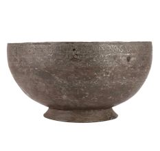 Brass Footed Bowl With Black Patina