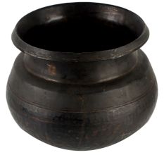 Black Round Brass Pot With  A Wide Mouth
