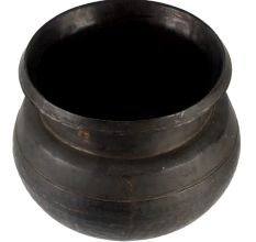 Black Round Brass Pot With  A Wide Mouth