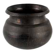 Black Round Brass Pot With  A Wide Mouth