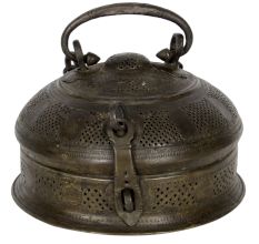 Brass Round Trinket Box In Dark Finish