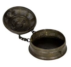 Brass Round Trinket Box In Dark Finish