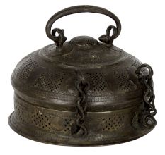 Brass Round Trinket Box In Dark Finish