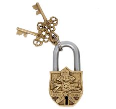 Vintage Brass Padlock Embossed Symbol