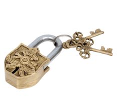 Vintage Brass Padlock Embossed Symbol