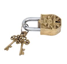 Vintage Brass Padlock Embossed Symbol