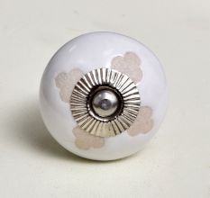 White Etched Ceramic Knob 49