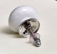 White Etched Ceramic Knob 49