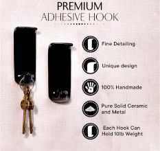 Black Adhesive Wall Hook Made of Premium Ceramic