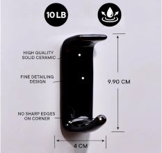 Black Adhesive Wall Hook Made of Premium Ceramic